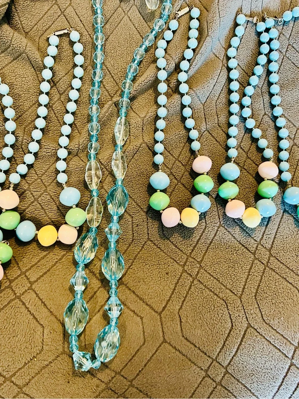 Private Label Blue & Pastel Bead Necklace and Bracelet Set